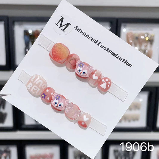 1906b#Belle Strawberry Heart bb Nails