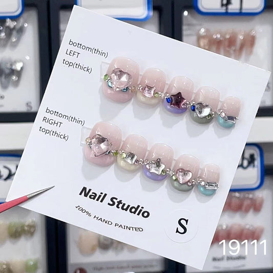 19111#French Colorful Short Nails