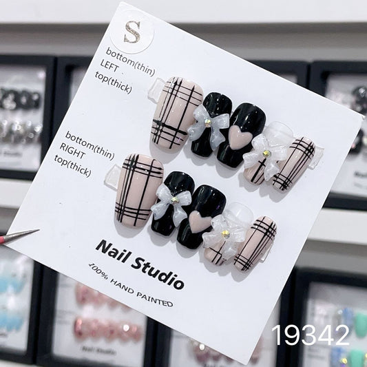 19342#Pink Check Bow Short T